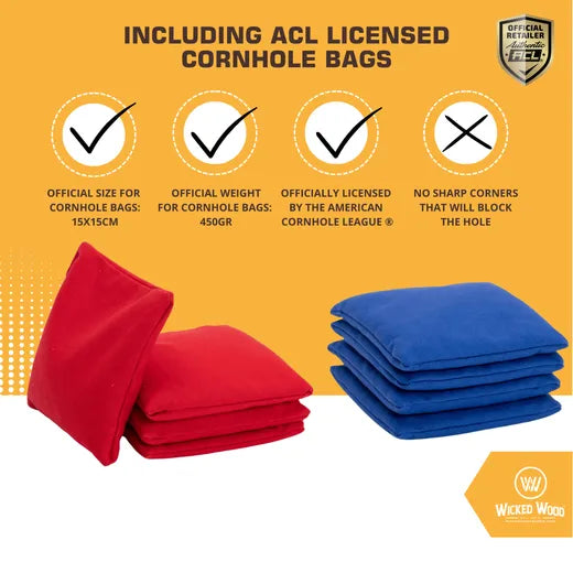 Cornhole Set - 90x60 - Blue Cornhole sets Wicked Wood Games