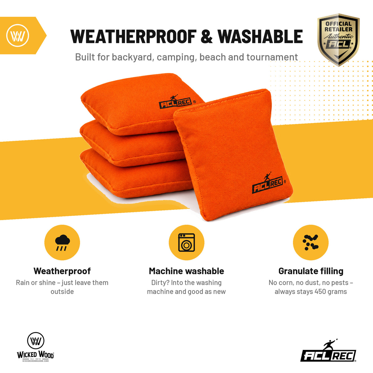1x4 Cornhole Bags - Double Sides - ACL REC - Granulaat vulling
